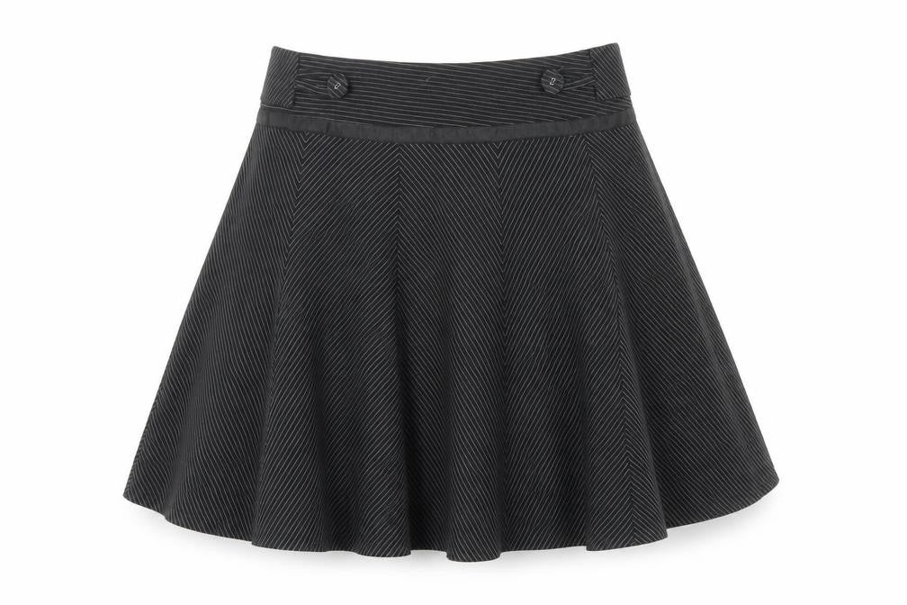 Front view of Verge Women's Black A-Line Skirt, L, Knee Length