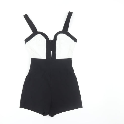 Miss Selfridge Women's Black & White Sleeveless Playsuit UK 8
