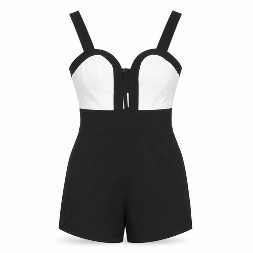 Miss Selfridge Women's Black & White Sleeveless Playsuit UK 8
