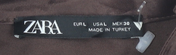 Zara Brown Asymmetrical Long Sleeve Blouse L Women's