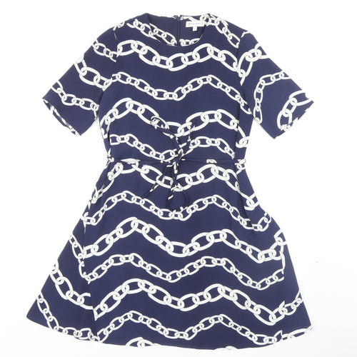 Warehouse Women's Blue Geometric A-Line Dress