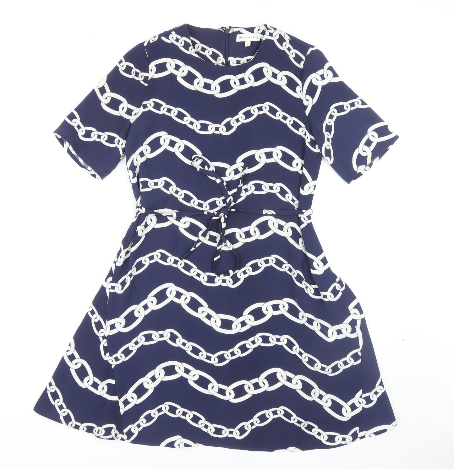 Warehouse Women's Blue Geometric A-Line Dress