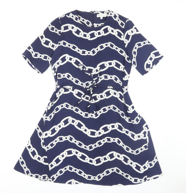 Warehouse Women's Blue Geometric A-Line Dress