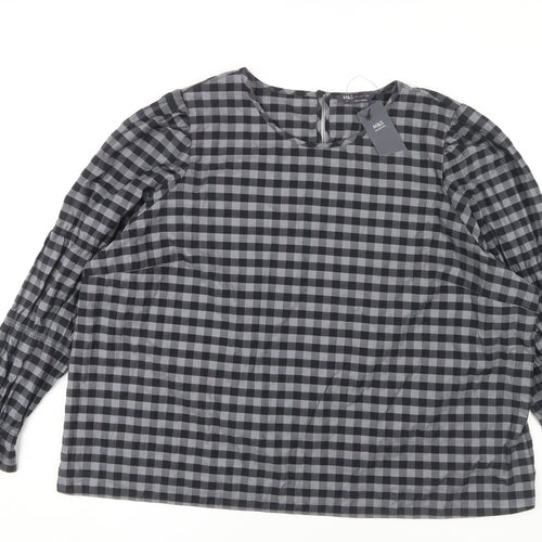 Marks and Spencer Black Check Blouse - Size 24