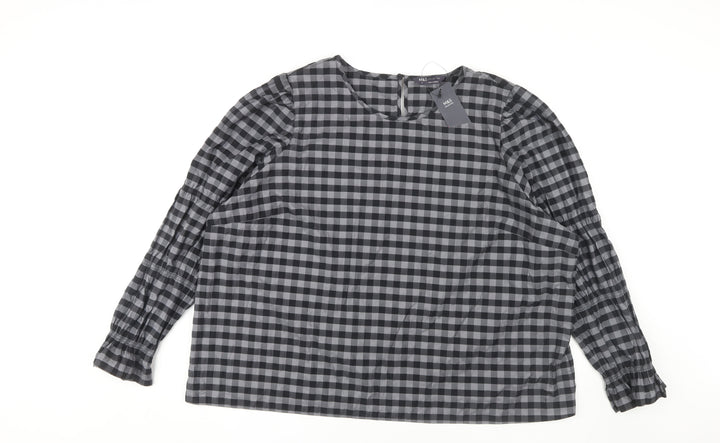 Marks and Spencer Black Check Blouse - Size 24
