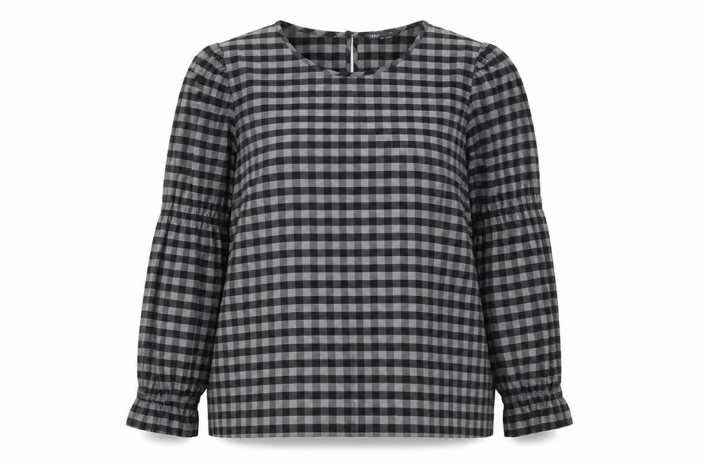 Front view of Marks & Spencer Black Check Blouse -, size 24