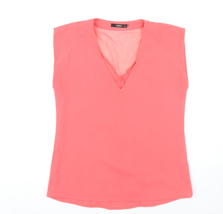 Oasis Women's Pink Sleeveless V-Neck Blouse Size 12