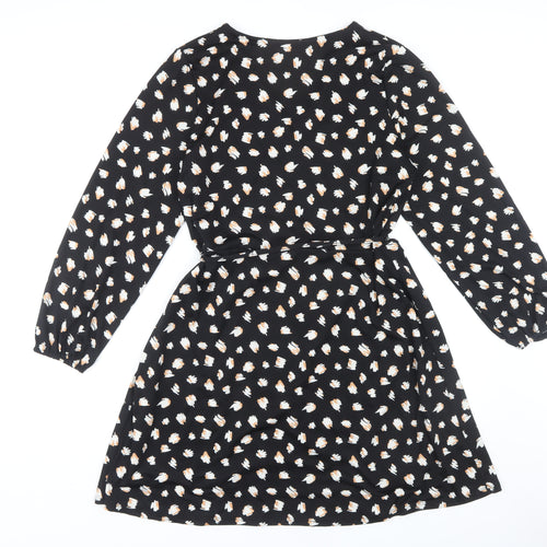 Wallis Women's Black Floral Wrap Dress Size 16