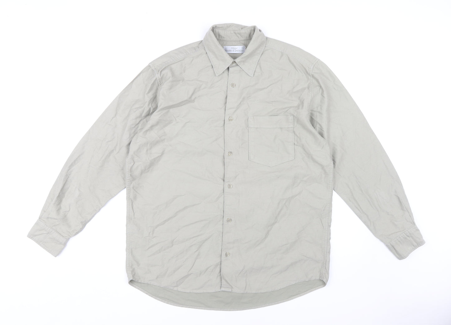 Marks and Spencer Men's Beige Long Sleeve Shirt M