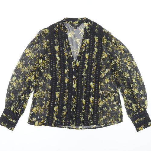 Lipsy Women's Black Floral Tunic Blouse UK 10
