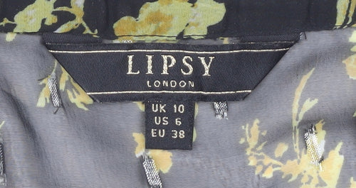 Lipsy Women's Black Floral Tunic Blouse UK 10