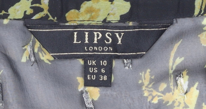 Lipsy Women's Black Floral Tunic Blouse UK 10
