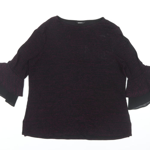 Roman Women's Black 3/4 Flared Sleeve Top Size 16