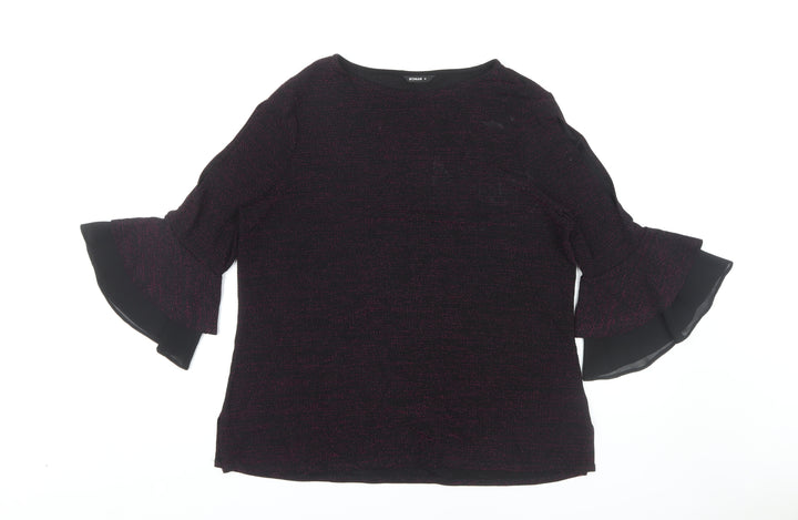 Roman Women's Black 3/4 Flared Sleeve Top Size 16
