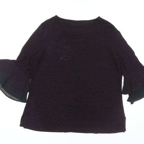 Roman Women's Black 3/4 Flared Sleeve Top Size 16