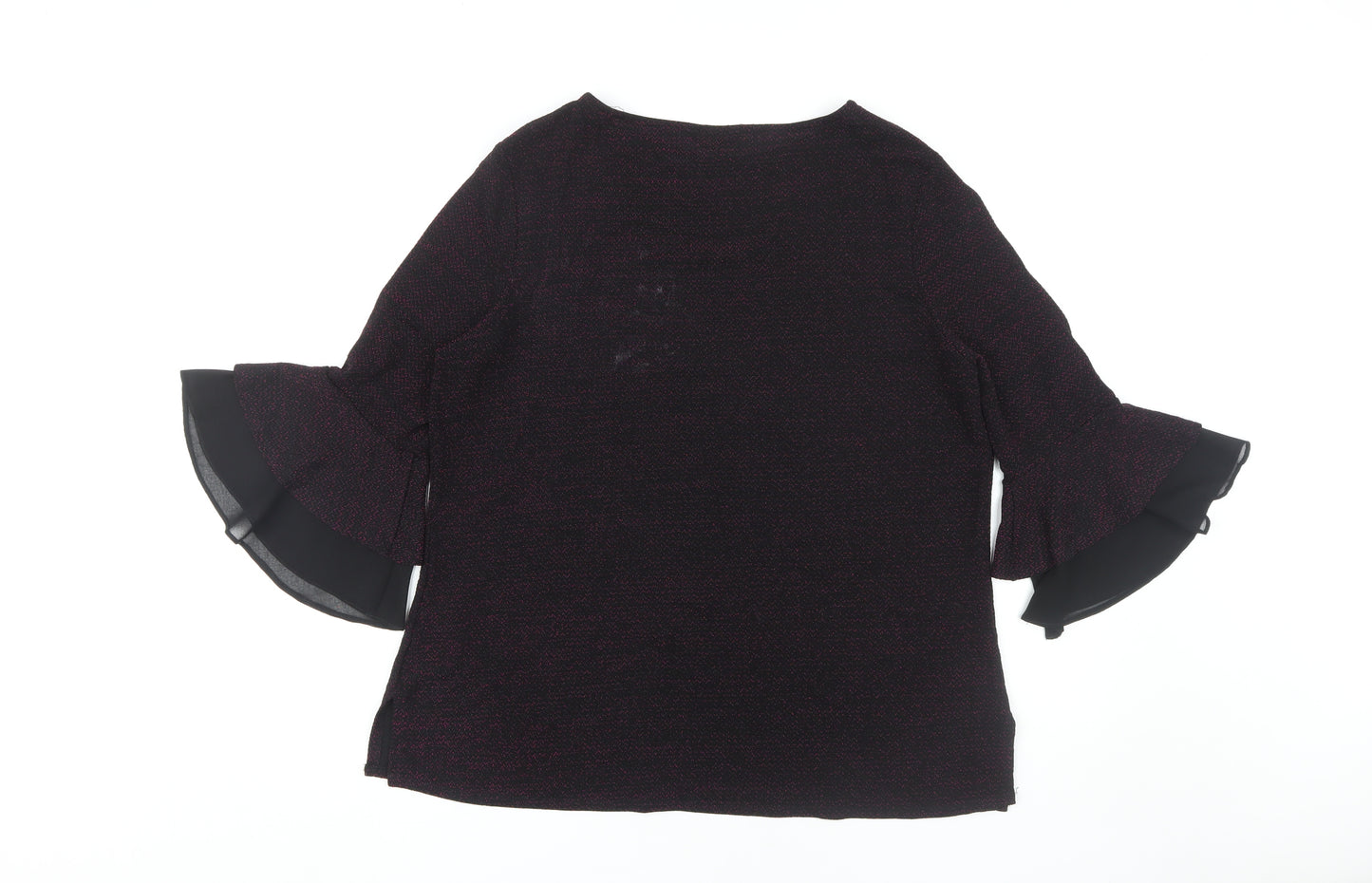 Roman Women's Black 3/4 Flared Sleeve Top Size 16