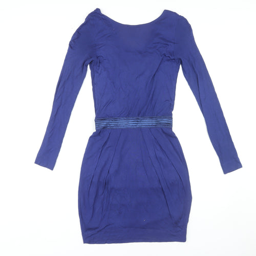 MNG Women's Blue Casual Long Sleeve Dress, S