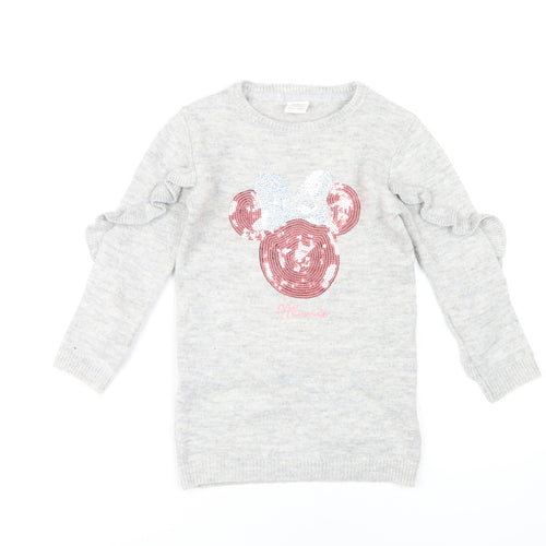 Disney Girls Grey Minnie Mouse Pullover Jumper, 5-6 Years