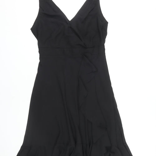 Debenhams Women's Black Wrap Dress, Size 16, V-Neck