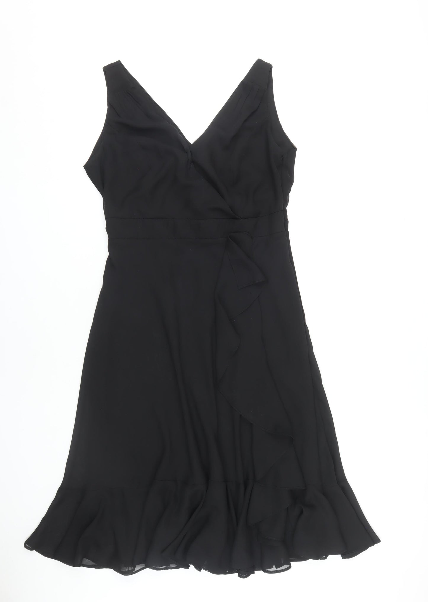 Debenhams Women's Black Wrap Dress, Size 16, V-Neck