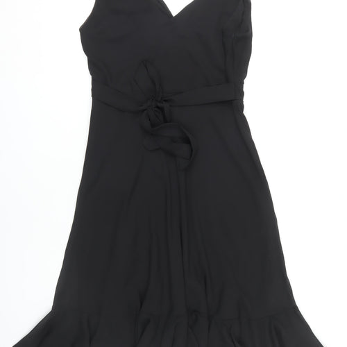 Debenhams Women's Black Wrap Dress, Size 16, V-Neck
