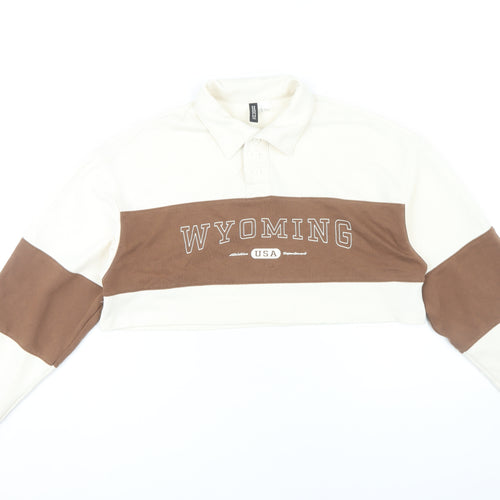 H&M Women's Brown Cropped Polo Shirt Size S