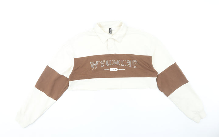 H&M Women's Brown Cropped Polo Shirt Size S