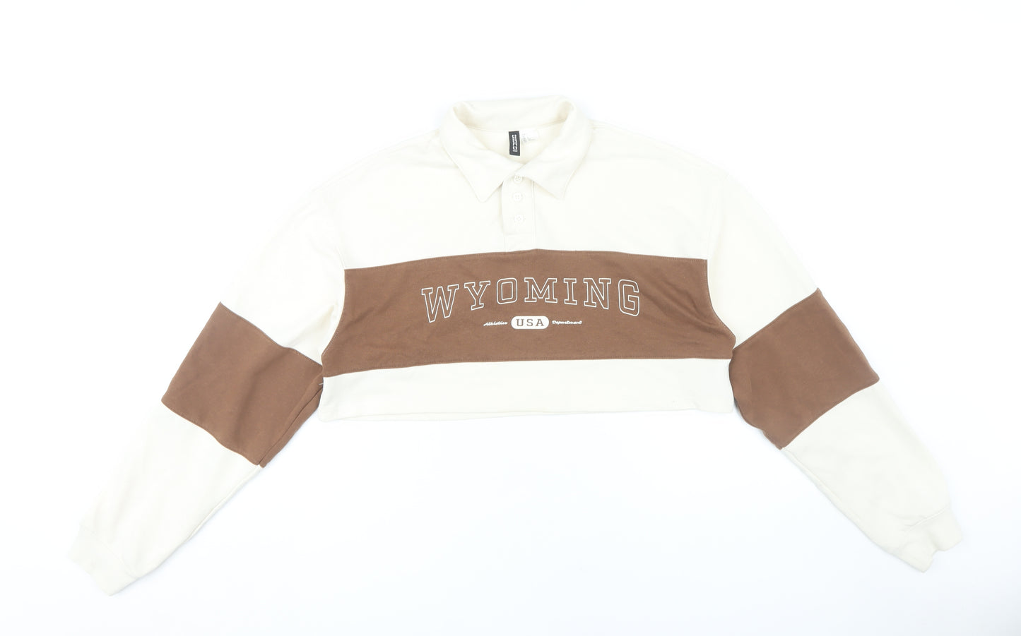 H&M Women's Brown Cropped Polo Shirt Size S