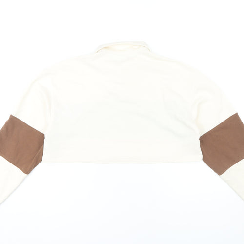 H&M Women's Brown Cropped Polo Shirt Size S