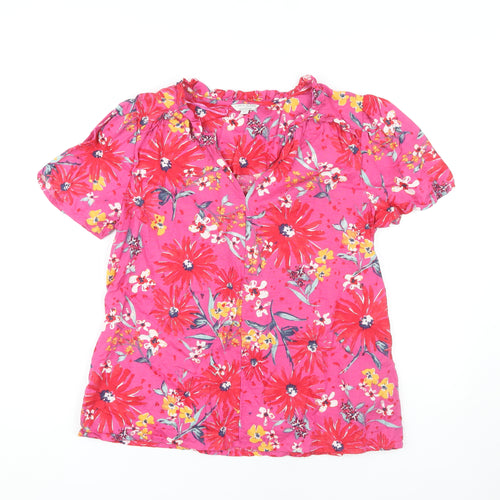 Monsoon Women's Pink Floral Linen Blend Blouse M