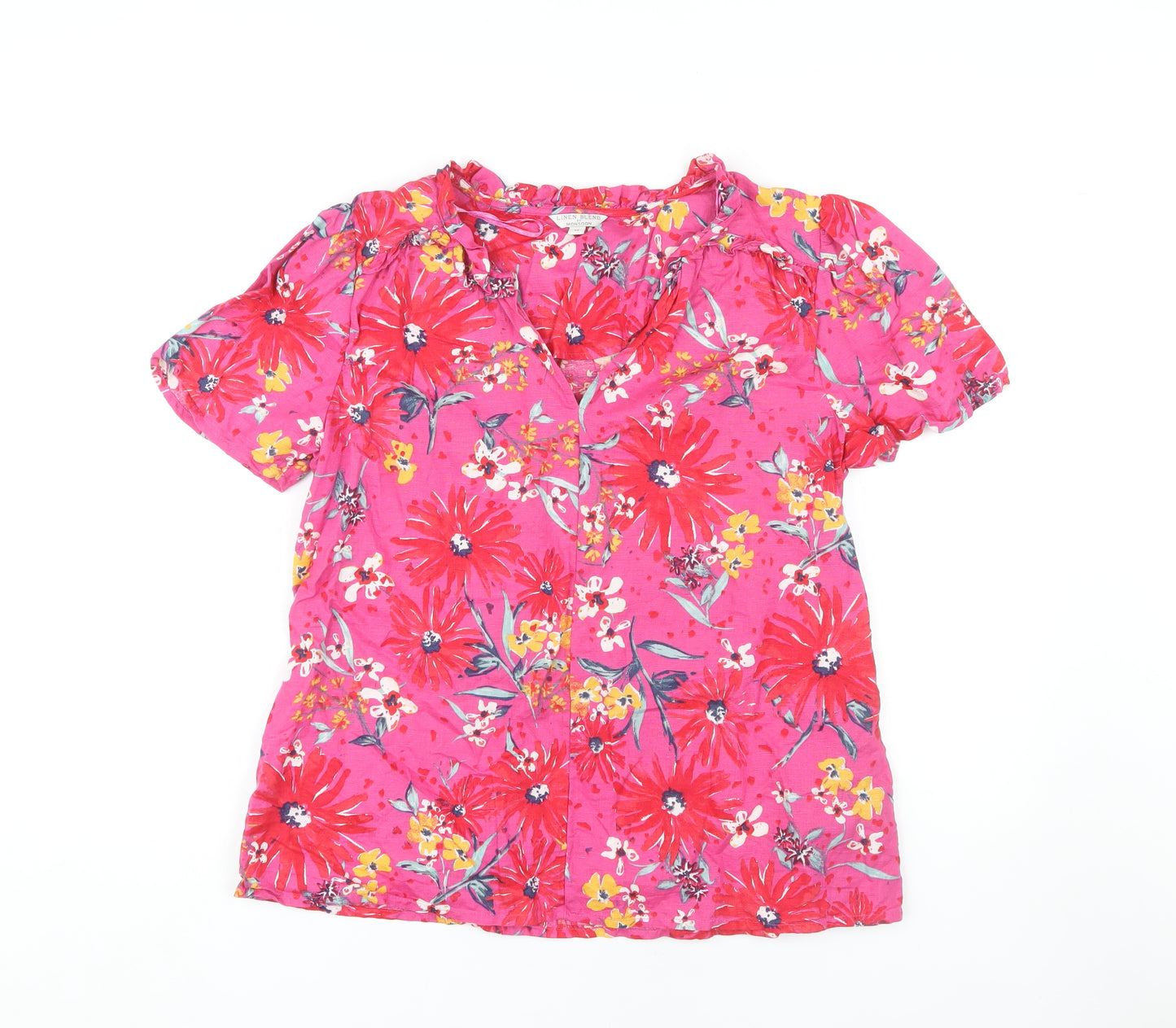 Monsoon Women's Pink Floral Linen Blend Blouse M