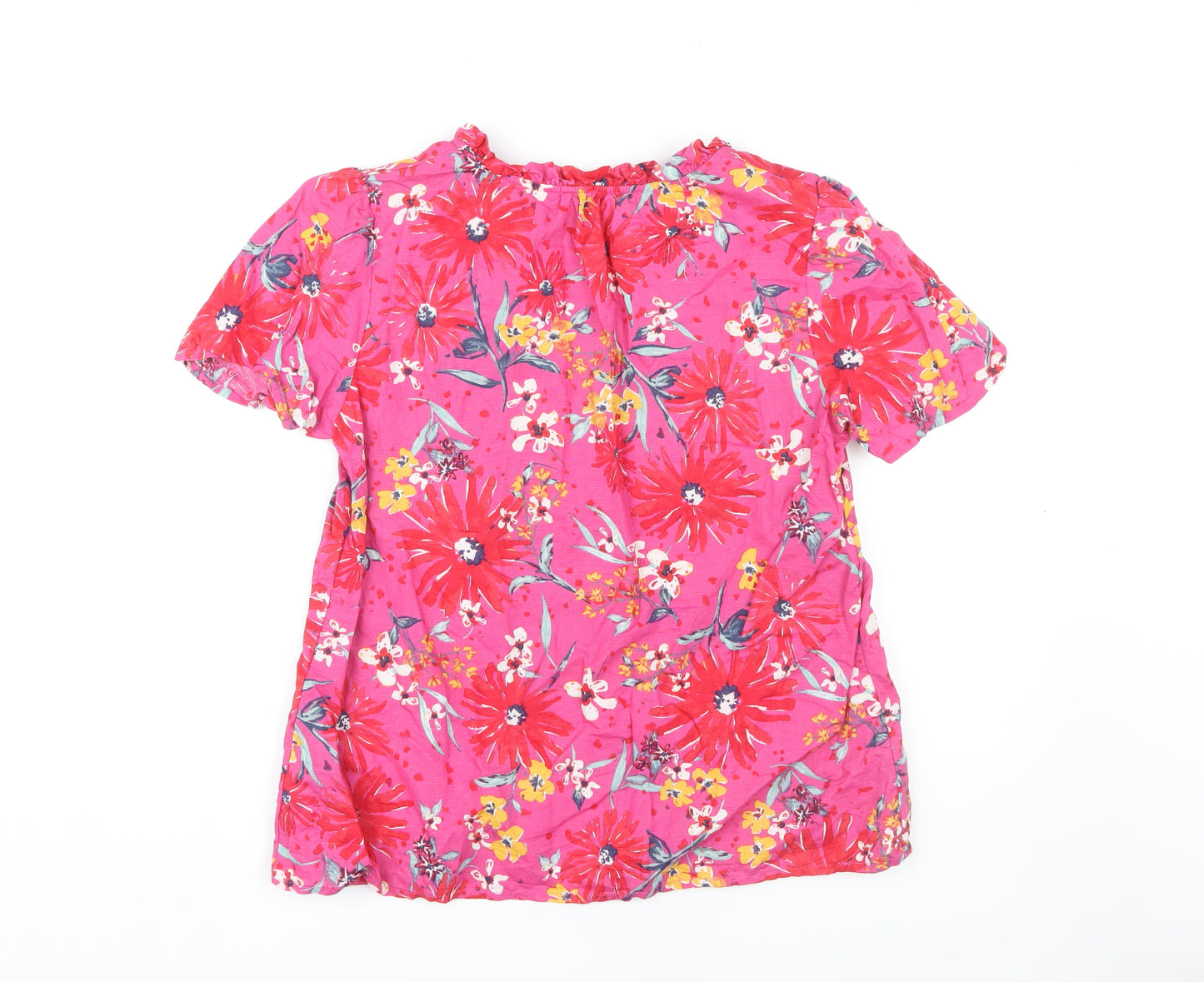 Monsoon Women's Pink Floral Linen Blend Blouse M