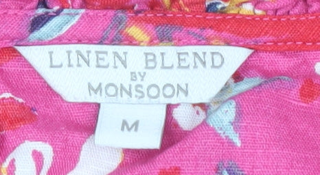 Monsoon Women's Pink Floral Linen Blend Blouse M