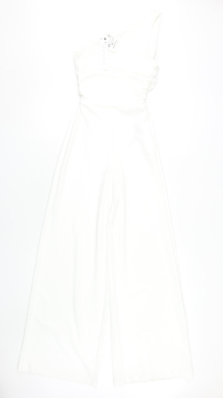 Zara Women's White One Shoulder Jumpsuit, XS
