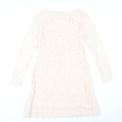 Cream Women's Ivory Lace Knee Length Shift Dress L