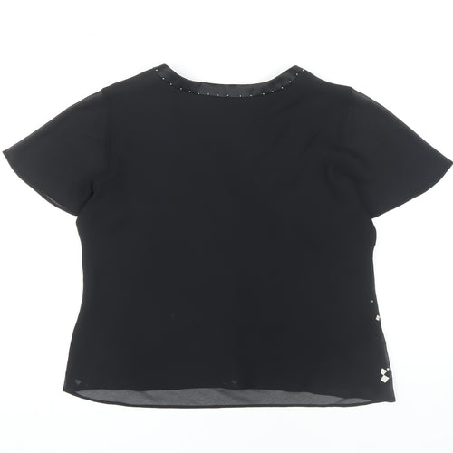 Jacques Vert Women's Black V-Neck Blouse, Size 12