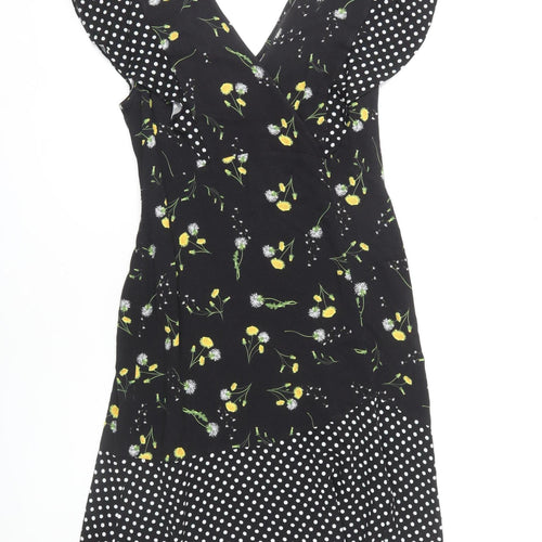 Next Women's Black Floral Wrap Dress Size 14