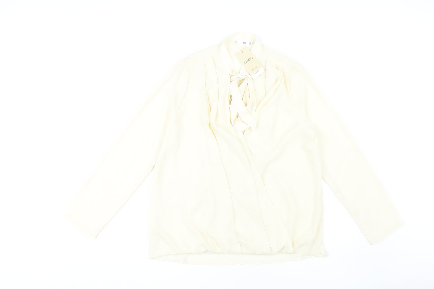 MNG Women's Ivory Blouse Size 12 Long Sleeve
