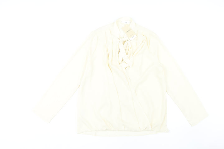 MNG Women's Ivory Blouse Size 12 Long Sleeve