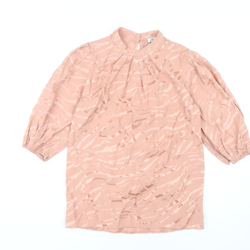 River Island Women’s Pink Animal Print Blouse Size 8