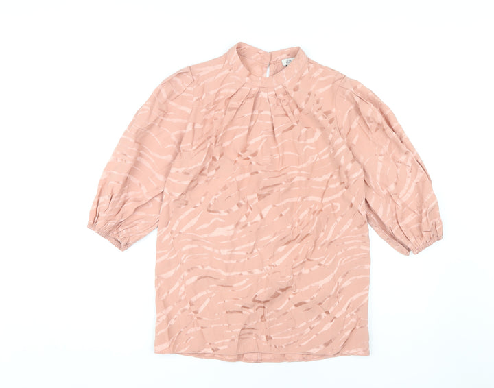 River Island Women’s Pink Animal Print Blouse Size 8