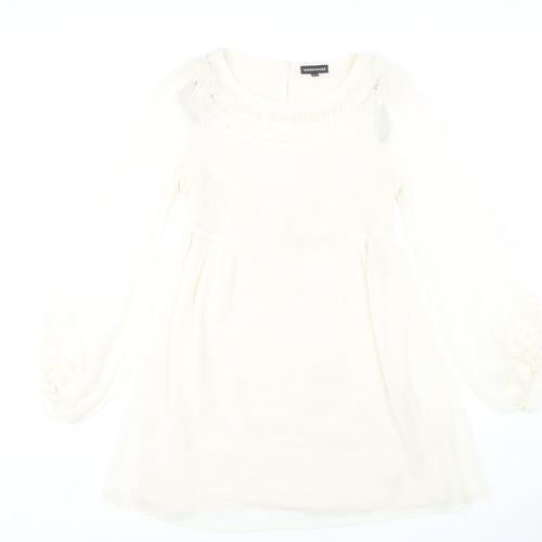 Warehouse Women's Ivory Long Sleeve Shift Dress 12