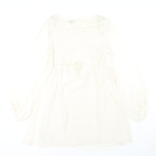 Warehouse Women's Ivory Long Sleeve Shift Dress 12