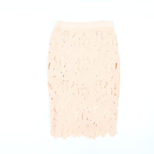 Forever 21 Women's Ivory Floral Lace Pencil Skirt S