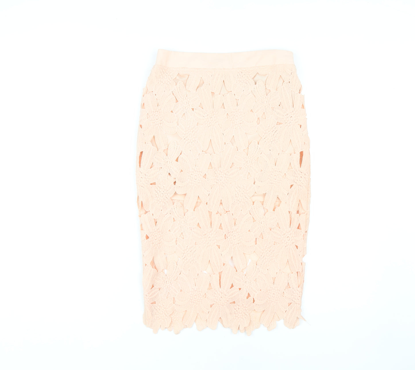 Forever 21 Women's Ivory Floral Lace Pencil Skirt S