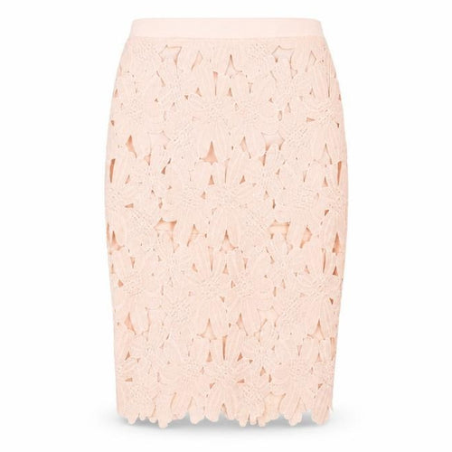 Forever 21 Women's Ivory Floral Lace Pencil Skirt S