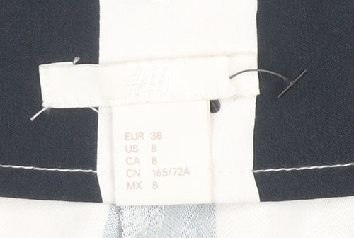 H&M Women's Black Striped Paperbag Trousers Size 10