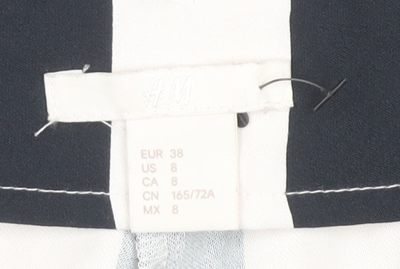 H&M Women's Black Striped Paperbag Trousers Size 10