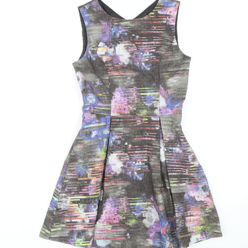 Warehouse Women's Multicoloured Floral Fit & Flare Dress Size 10