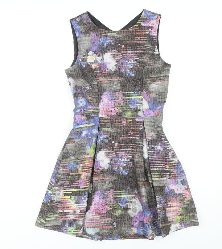 Warehouse Women's Multicoloured Floral Fit & Flare Dress Size 10